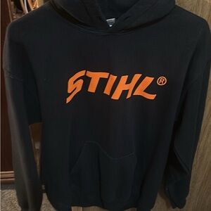 STIHL Men's Black Hoodie with Orange Logo